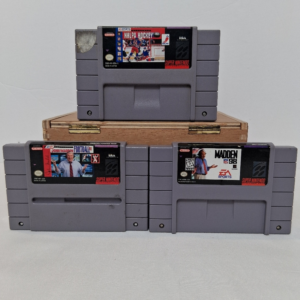 Super Nintendo SNES Game Cartridge Lot Of 3 Madden 93 98 NHLPA Hockey 93 Tested